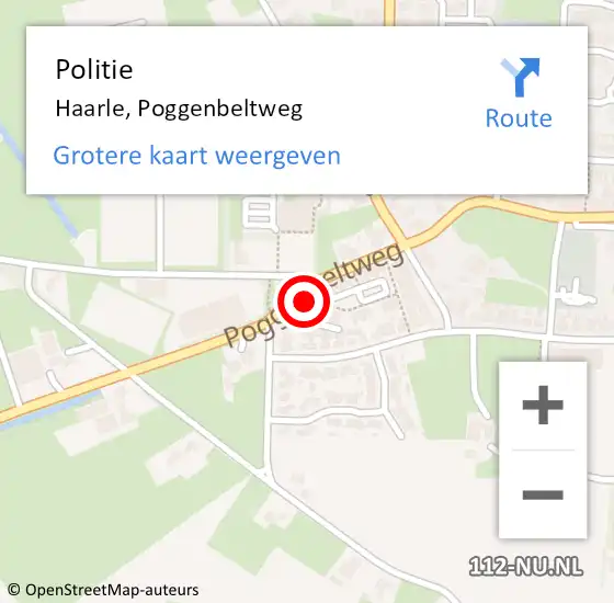 Locatie op kaart van de 112 melding: Politie Haarle, Poggenbeltweg op 17 juli 2022 14:20
