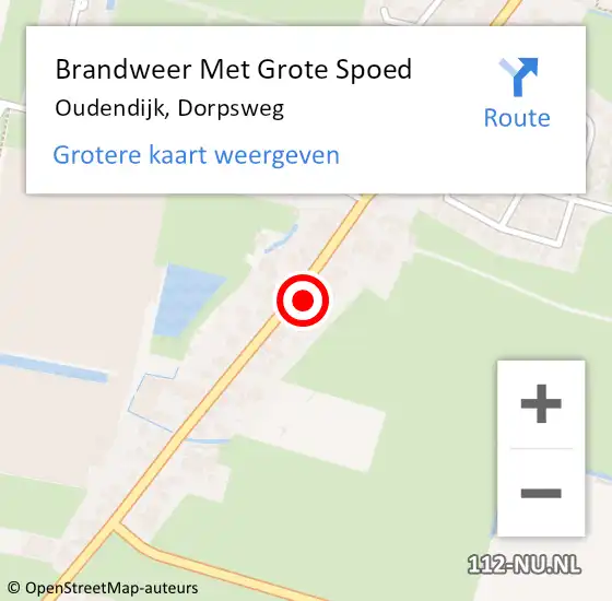 Locatie op kaart van de 112 melding: Brandweer Met Grote Spoed Naar Oudendijk, Dorpsweg op 17 juli 2022 15:04