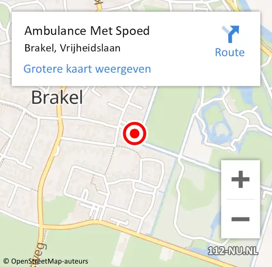 Locatie op kaart van de 112 melding: Ambulance Met Spoed Naar Brakel, Vrijheidslaan op 17 juli 2022 15:55
