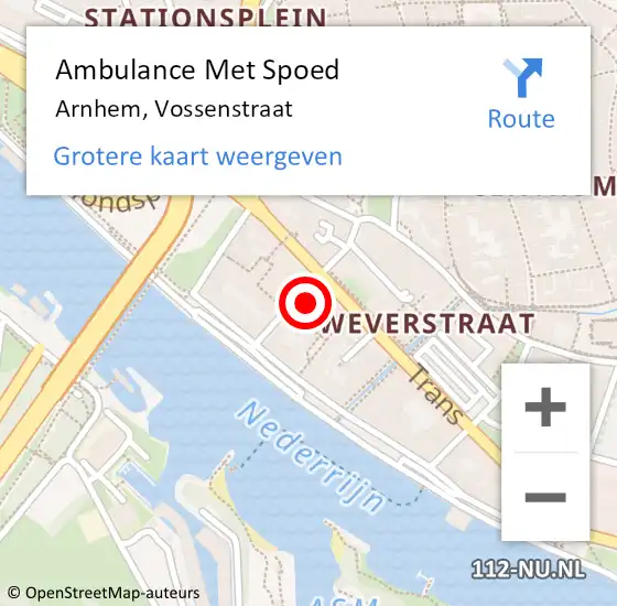Locatie op kaart van de 112 melding: Ambulance Met Spoed Naar Arnhem, Vossenstraat op 17 juli 2022 16:48
