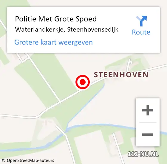 Locatie op kaart van de 112 melding: Politie Met Grote Spoed Naar Waterlandkerkje, Steenhovensedijk op 17 juli 2022 18:10
