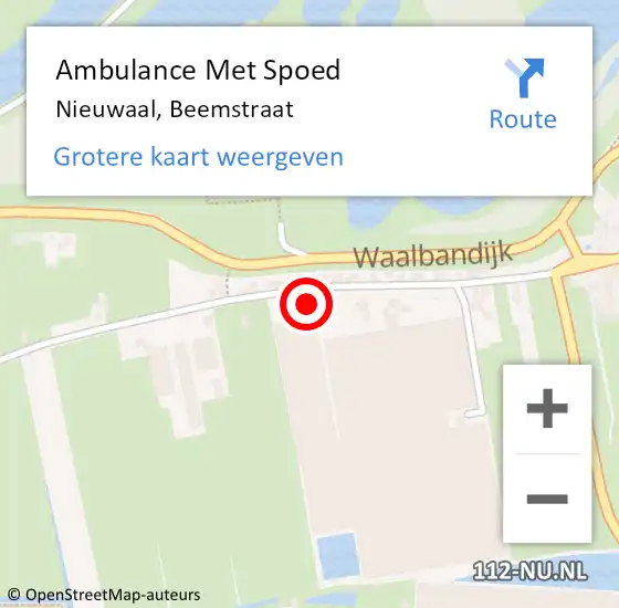 Locatie op kaart van de 112 melding: Ambulance Met Spoed Naar Nieuwaal, Beemstraat op 18 juli 2022 00:29