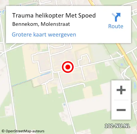 Locatie op kaart van de 112 melding: Trauma helikopter Met Spoed Naar Bennekom, Molenstraat op 18 juli 2022 02:45