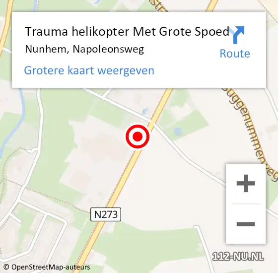Locatie op kaart van de 112 melding: Trauma helikopter Met Grote Spoed Naar Nunhem, Napoleonsweg op 18 juli 2022 10:01