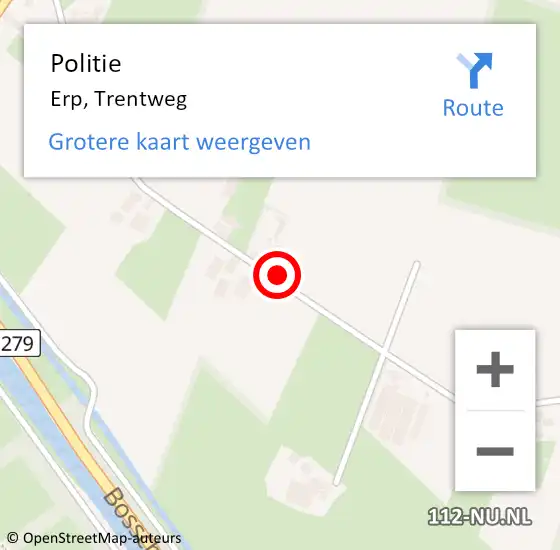 Locatie op kaart van de 112 melding: Politie Erp, Trentweg op 18 juli 2022 11:24