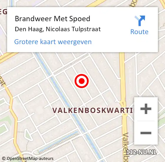 Locatie op kaart van de 112 melding: Brandweer Met Spoed Naar Den Haag, Nicolaas Tulpstraat op 18 juli 2022 12:59