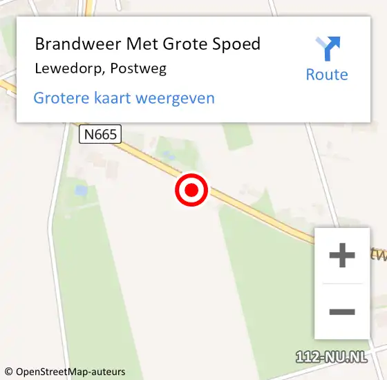 Locatie op kaart van de 112 melding: Brandweer Met Grote Spoed Naar Lewedorp, Postweg op 18 juli 2022 15:19