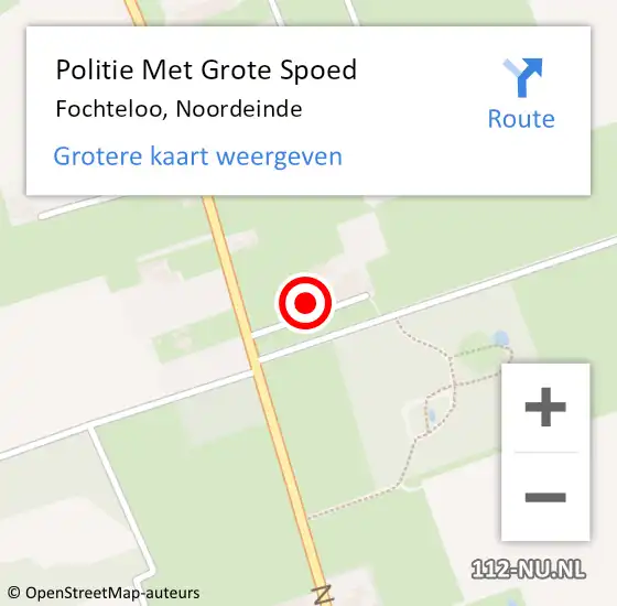 Locatie op kaart van de 112 melding: Politie Met Grote Spoed Naar Fochteloo, Noordeinde op 18 juli 2022 15:51