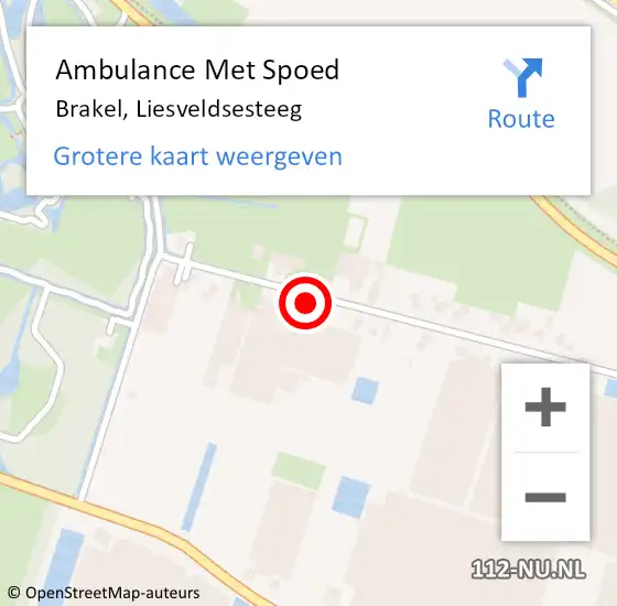 Locatie op kaart van de 112 melding: Ambulance Met Spoed Naar Brakel, Liesveldsesteeg op 18 juli 2022 17:17