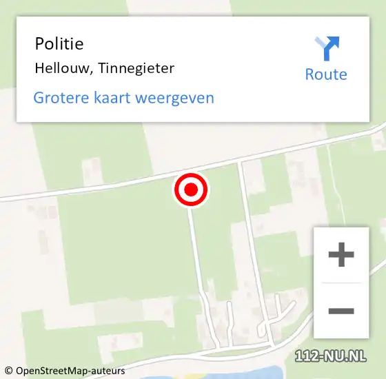 Locatie op kaart van de 112 melding: Politie Hellouw, Tinnegieter op 18 juli 2022 17:56