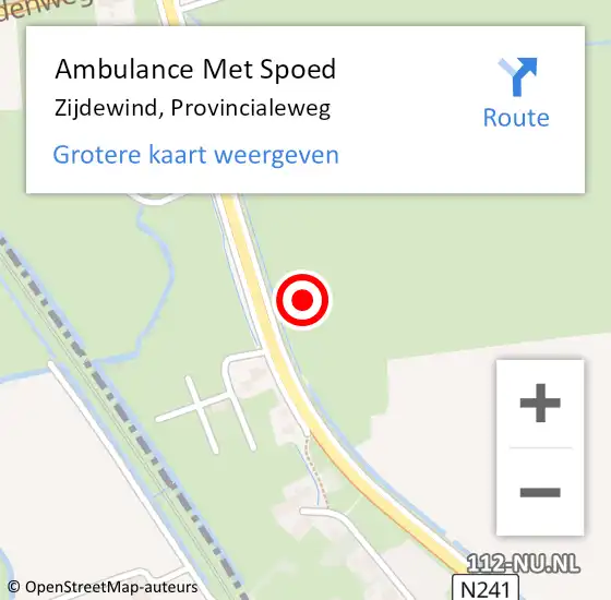 Locatie op kaart van de 112 melding: Ambulance Met Spoed Naar Zijdewind, Provincialeweg op 18 juli 2022 17:59