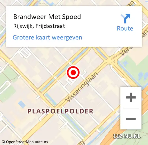 Locatie op kaart van de 112 melding: Brandweer Met Spoed Naar Rijswijk, Frijdastraat op 18 juli 2022 19:52