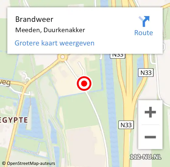 Locatie op kaart van de 112 melding: Brandweer Meeden, Duurkenakker op 18 juli 2022 21:38