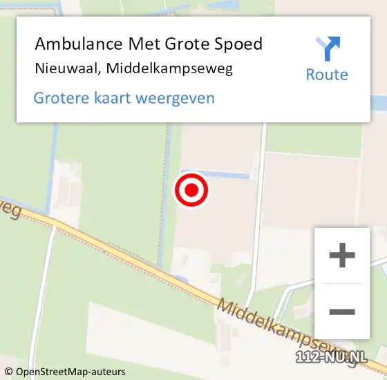 Locatie op kaart van de 112 melding: Ambulance Met Grote Spoed Naar Nieuwaal, Middelkampseweg op 18 juli 2022 23:00