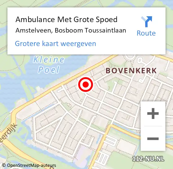 Locatie op kaart van de 112 melding: Ambulance Met Grote Spoed Naar Amstelveen, Bosboom Toussaintlaan op 19 juli 2022 01:10