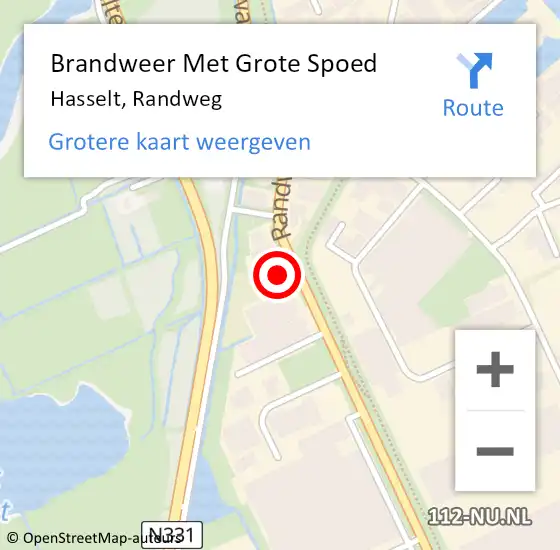 Locatie op kaart van de 112 melding: Brandweer Met Grote Spoed Naar Hasselt, Randweg op 19 juli 2022 01:59