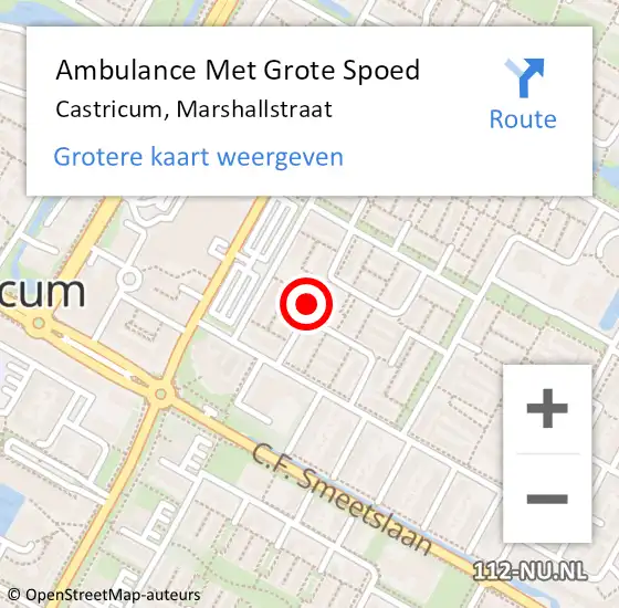 Locatie op kaart van de 112 melding: Ambulance Met Grote Spoed Naar Castricum, Marshallstraat op 19 juli 2022 02:13