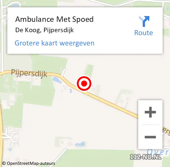 Locatie op kaart van de 112 melding: Ambulance Met Spoed Naar De Koog, Pijpersdijk op 19 juli 2022 07:39
