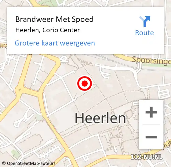 Locatie op kaart van de 112 melding: Brandweer Met Spoed Naar Heerlen, Corio Center op 19 juli 2022 09:40