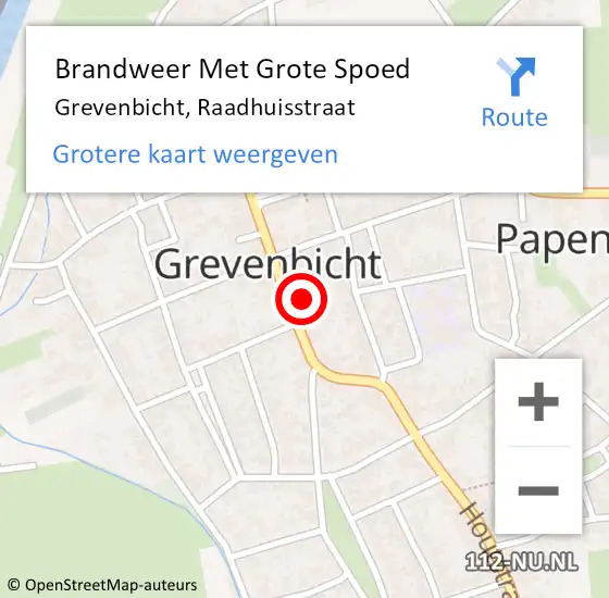 Locatie op kaart van de 112 melding: Brandweer Met Grote Spoed Naar Grevenbicht, Raadhuisstraat op 19 juli 2022 11:46