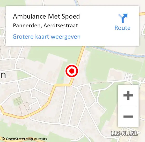 Locatie op kaart van de 112 melding: Ambulance Met Spoed Naar Pannerden, Aerdtsestraat op 19 juli 2022 12:50