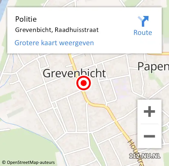Locatie op kaart van de 112 melding: Politie Grevenbicht, Raadhuisstraat op 19 juli 2022 13:05