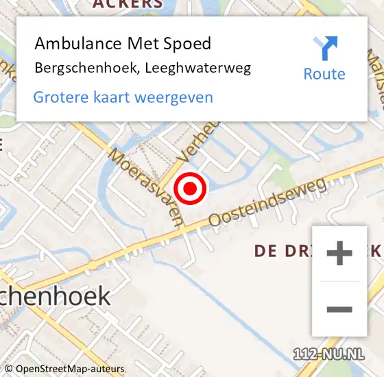 Locatie op kaart van de 112 melding: Ambulance Met Spoed Naar Bergschenhoek, Leeghwaterweg op 19 juli 2022 14:06