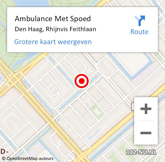 Locatie op kaart van de 112 melding: Ambulance Met Spoed Naar Den Haag, Rhijnvis Feithlaan op 19 juli 2022 14:08