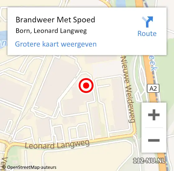 Locatie op kaart van de 112 melding: Brandweer Met Spoed Naar Born, Leonard Langweg op 19 juli 2022 14:25