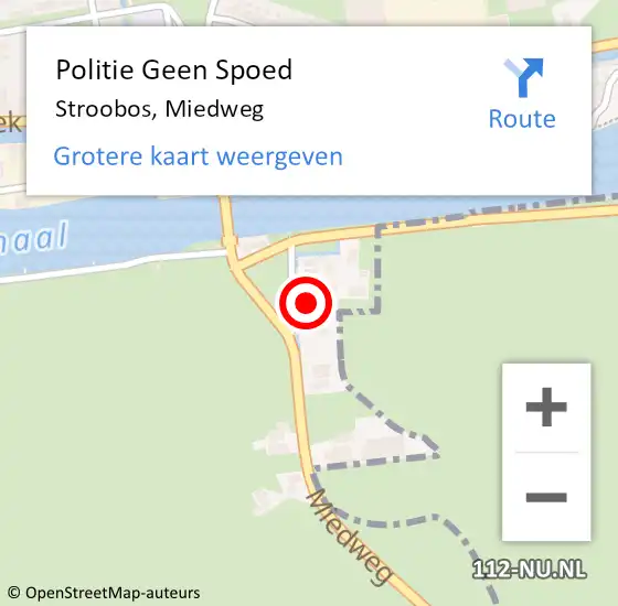 Locatie op kaart van de 112 melding: Politie Geen Spoed Naar Stroobos, Miedweg op 19 juli 2022 14:44