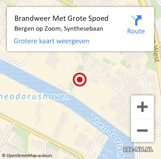 Locatie op kaart van de 112 melding: Brandweer Met Grote Spoed Naar Bergen op Zoom, Synthesebaan op 19 juli 2022 14:46