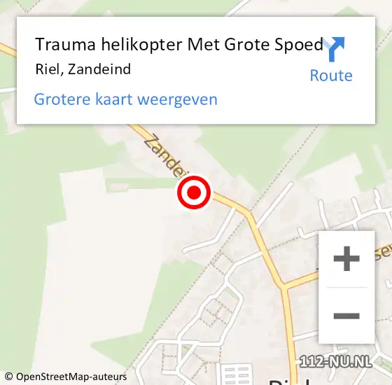 Locatie op kaart van de 112 melding: Trauma helikopter Met Grote Spoed Naar Riel, Zandeind op 19 juli 2022 15:22