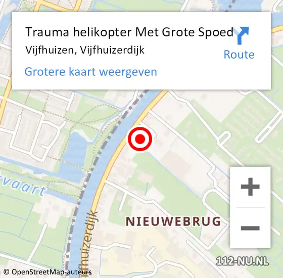 Locatie op kaart van de 112 melding: Trauma helikopter Met Grote Spoed Naar Vijfhuizen, Vijfhuizerdijk op 19 juli 2022 15:24