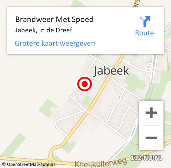Locatie op kaart van de 112 melding: Brandweer Met Spoed Naar Jabeek, In de Dreef op 19 juli 2022 16:14