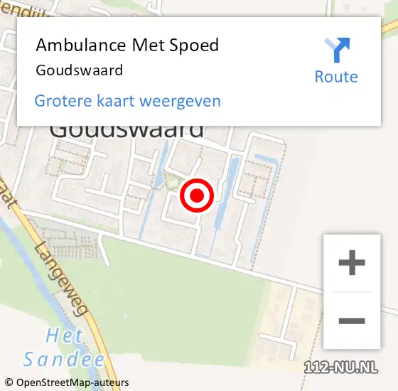 Locatie op kaart van de 112 melding: Ambulance Met Spoed Naar Goudswaard op 19 juli 2022 16:36