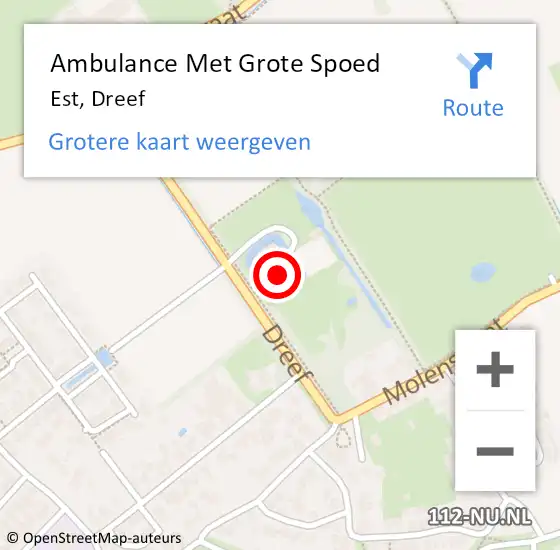 Locatie op kaart van de 112 melding: Ambulance Met Grote Spoed Naar Est, Dreef op 19 juli 2022 16:37