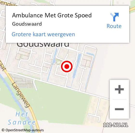 Locatie op kaart van de 112 melding: Ambulance Met Grote Spoed Naar Goudswaard op 19 juli 2022 16:43
