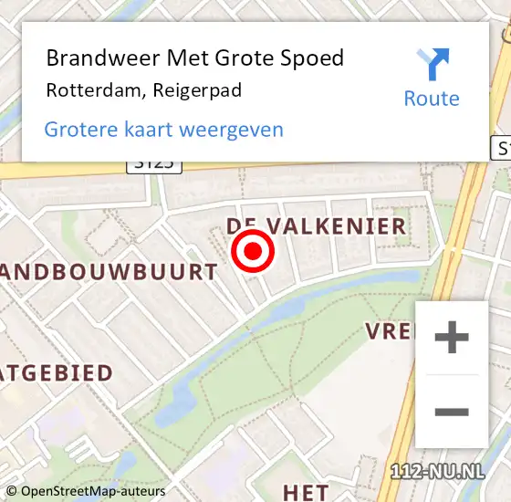 Locatie op kaart van de 112 melding: Brandweer Met Grote Spoed Naar Rotterdam, Reigerpad op 19 juli 2022 17:52