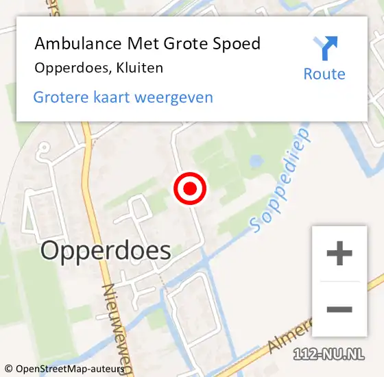 Locatie op kaart van de 112 melding: Ambulance Met Grote Spoed Naar Opperdoes, Kluiten op 19 juli 2022 18:03