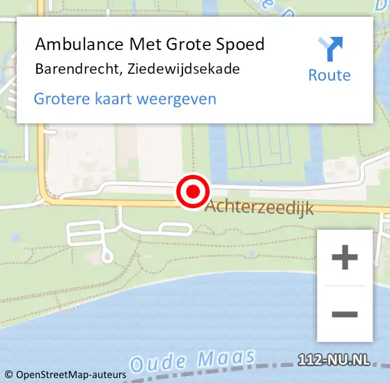 Locatie op kaart van de 112 melding: Ambulance Met Grote Spoed Naar Barendrecht, Ziedewijdsekade op 19 juli 2022 21:37