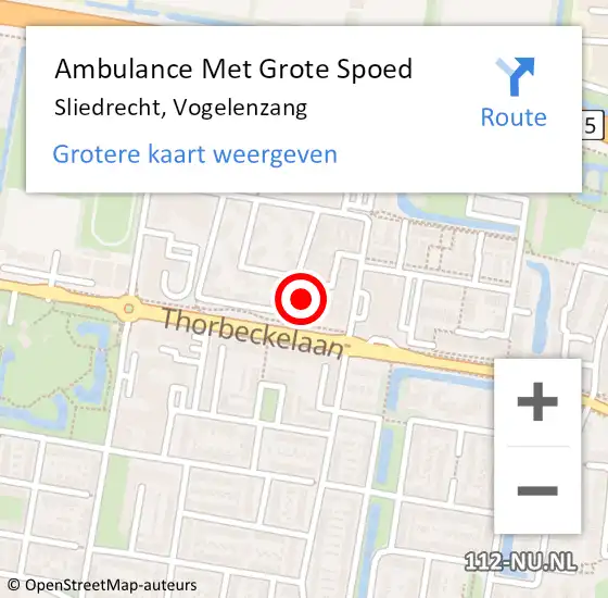 Locatie op kaart van de 112 melding: Ambulance Met Grote Spoed Naar Sliedrecht, Vogelenzang op 19 juli 2022 23:19