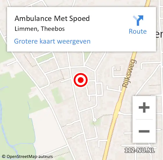 Locatie op kaart van de 112 melding: Ambulance Met Spoed Naar Limmen, Theebos op 20 juli 2022 00:58