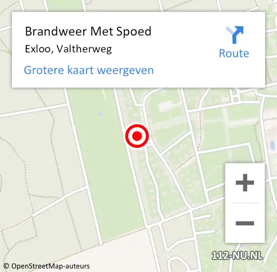 Locatie op kaart van de 112 melding: Brandweer Met Spoed Naar Exloo, Valtherweg op 20 juli 2022 01:32