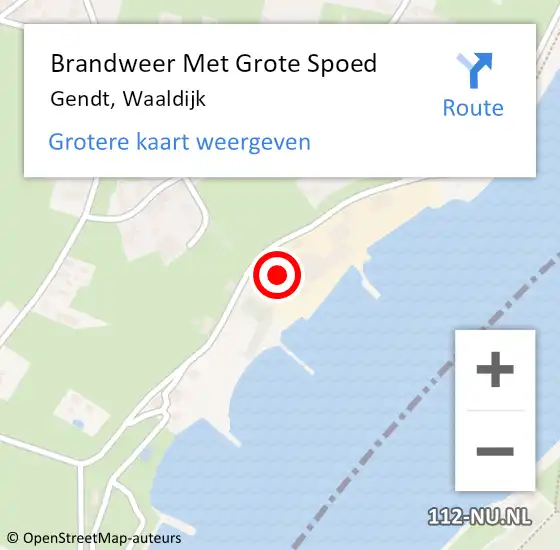 Locatie op kaart van de 112 melding: Brandweer Met Grote Spoed Naar Gendt, Waaldijk op 20 juli 2022 03:12