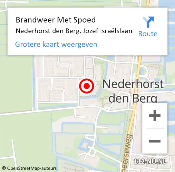 Locatie op kaart van de 112 melding: Brandweer Met Spoed Naar Nederhorst den Berg, Jozef Israëlslaan op 20 juli 2022 08:30