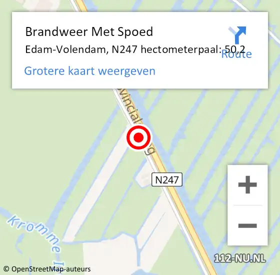 Locatie op kaart van de 112 melding: Brandweer Met Spoed Naar Edam-Volendam, N247 hectometerpaal: 50,2 op 20 juli 2022 10:40