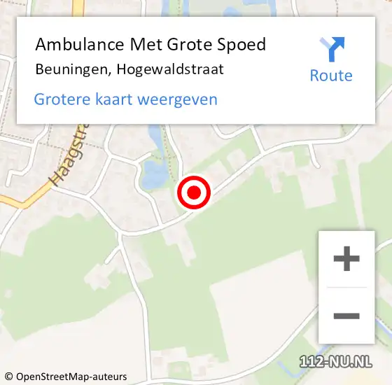Locatie op kaart van de 112 melding: Ambulance Met Grote Spoed Naar Beuningen, Hogewaldstraat op 20 juli 2022 10:41