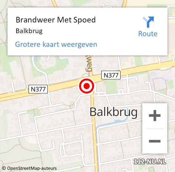 Locatie op kaart van de 112 melding: Brandweer Met Spoed Naar Balkbrug op 20 juli 2022 10:55