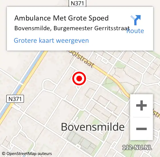 Locatie op kaart van de 112 melding: Ambulance Met Grote Spoed Naar Bovensmilde, Burgemeester Gerritsstraat op 20 juli 2022 11:38