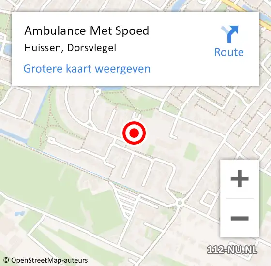 Locatie op kaart van de 112 melding: Ambulance Met Spoed Naar Huissen, Dorsvlegel op 20 juli 2022 11:55